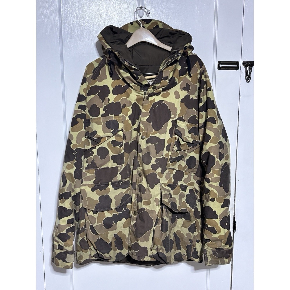 VTG Cabela's Jacket Mens XL Brown Duck Frog Camo Gore-Tex Hunting Parka 90s USA